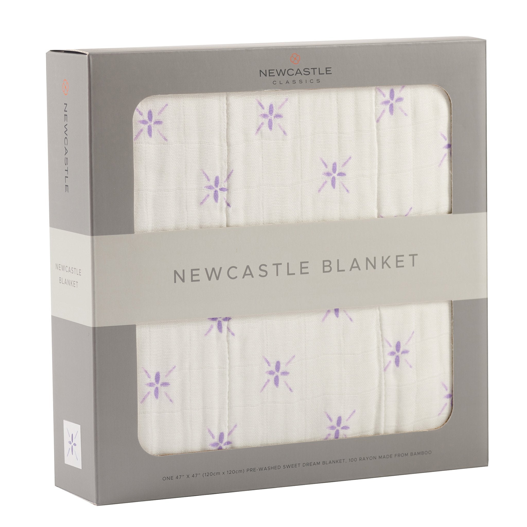Bamboo Muslin Baby Blanket Watercolor Star 47x47 White