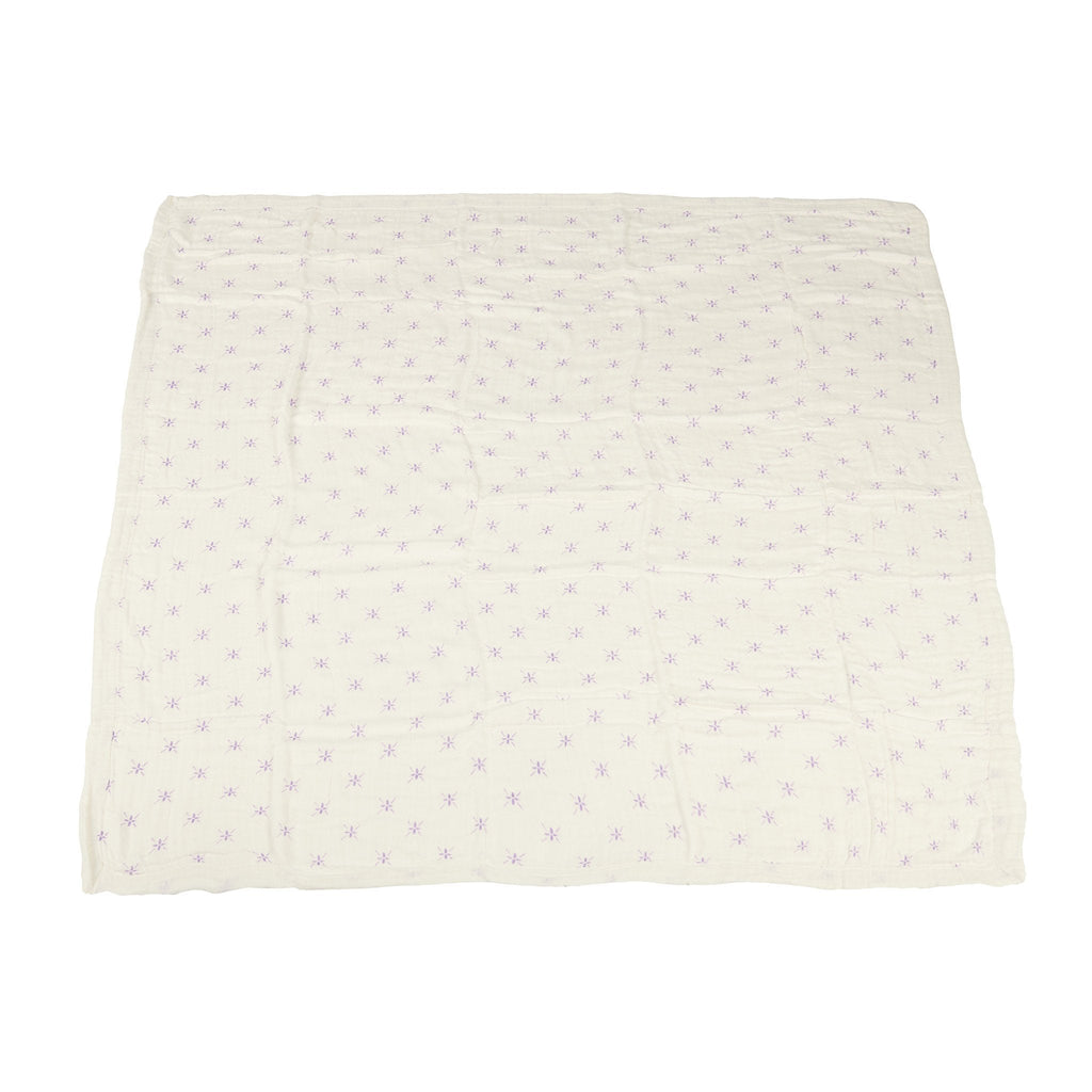 Bamboo Muslin Baby Blanket Watercolor Star 47x47 White