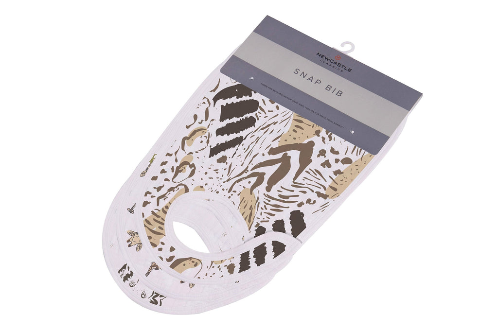Bamboo Muslin Baby Snap Bibs 3 Pack Savannah Print Soft