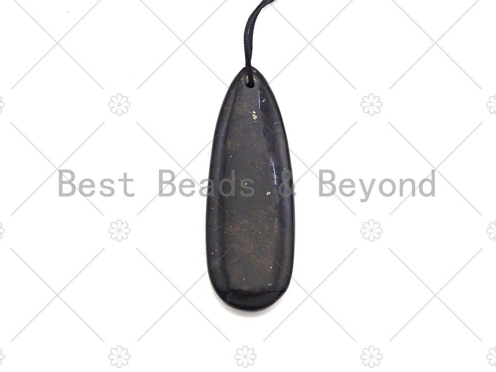 Drop Shape Shungite Pendant for EMF Protection, Shungite Authentic Stone, Healing Energy Pendant, Meditation, Protection,20x60mm, sku#U989