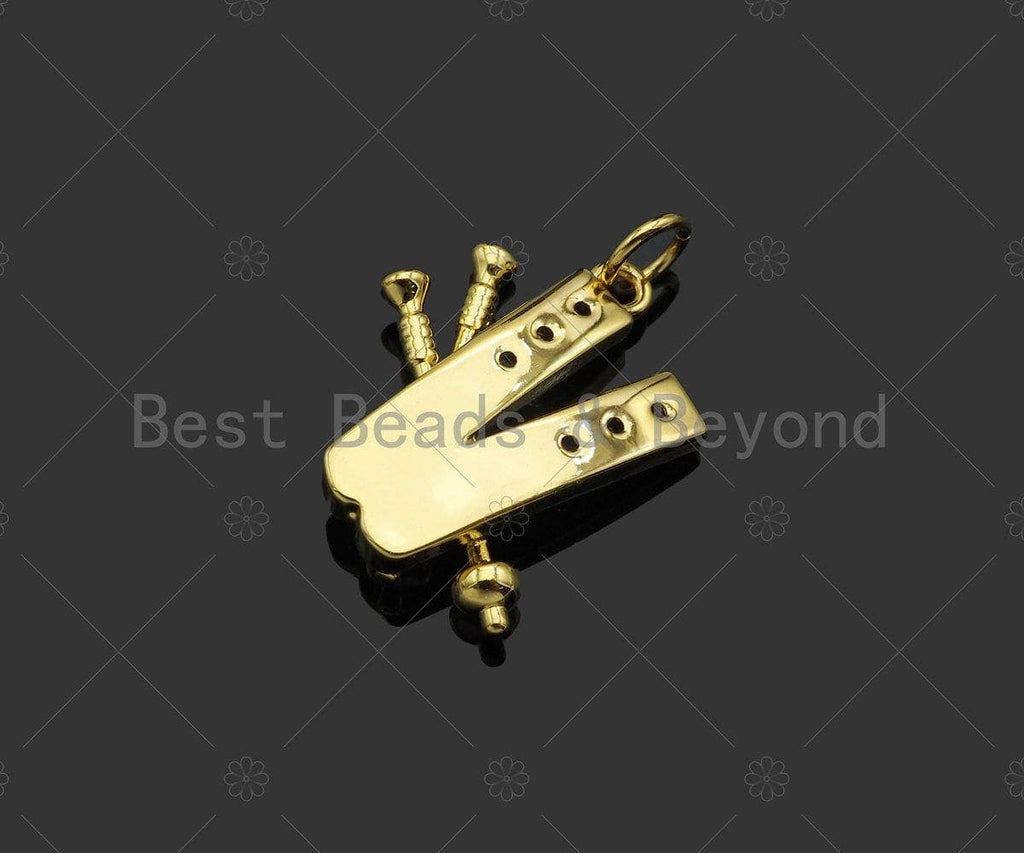 Gold Filled CZ Micro Skating Board Shape Pendant, 18K Gold Filled Skating Charm, Necklace Bracelet Charm Pendant,18x19mm,Sku#Y462
