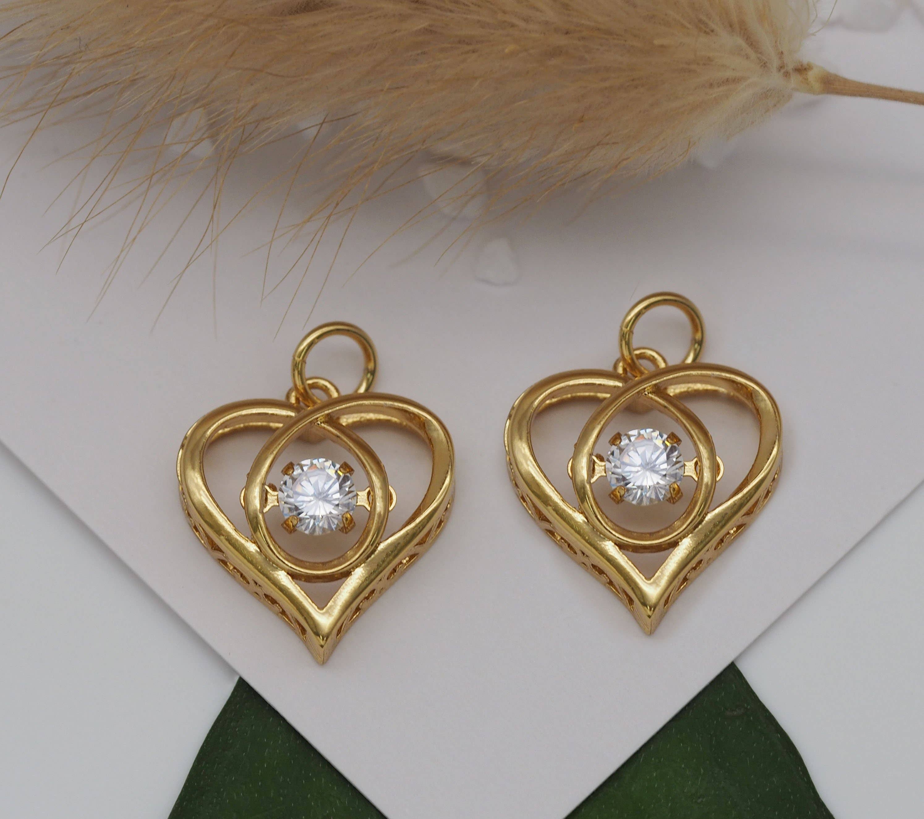 Big CZ Heart Charm, Sku#Y679