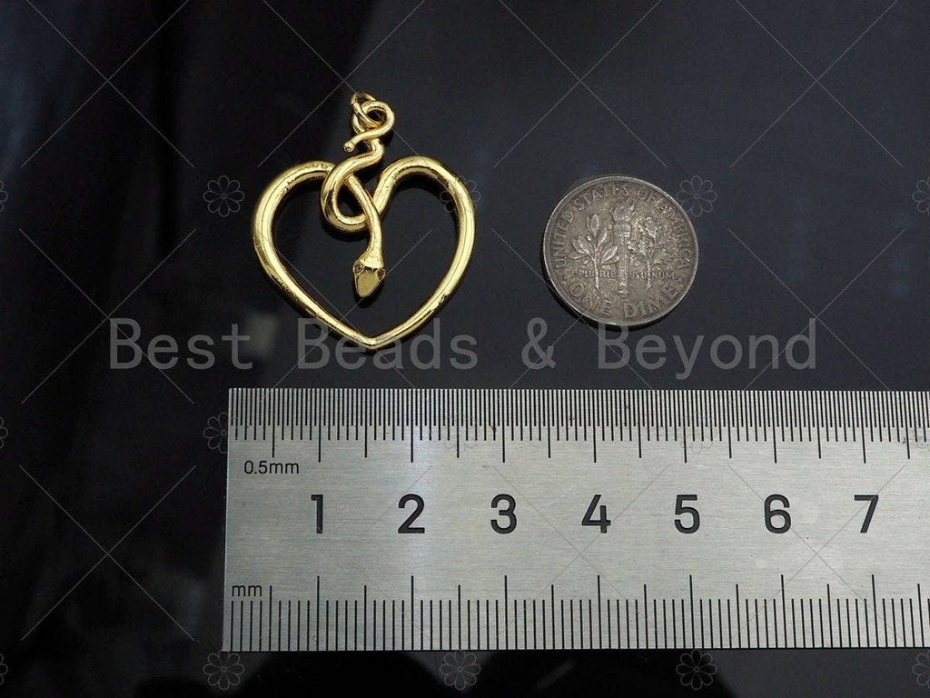 Snake Heart Shape Pendant/Charm,Cubic Zirconia Pave Snake Eye, Snake Heart Necklace Bracelet Charm Pendant,25x30mm, Sku#L469