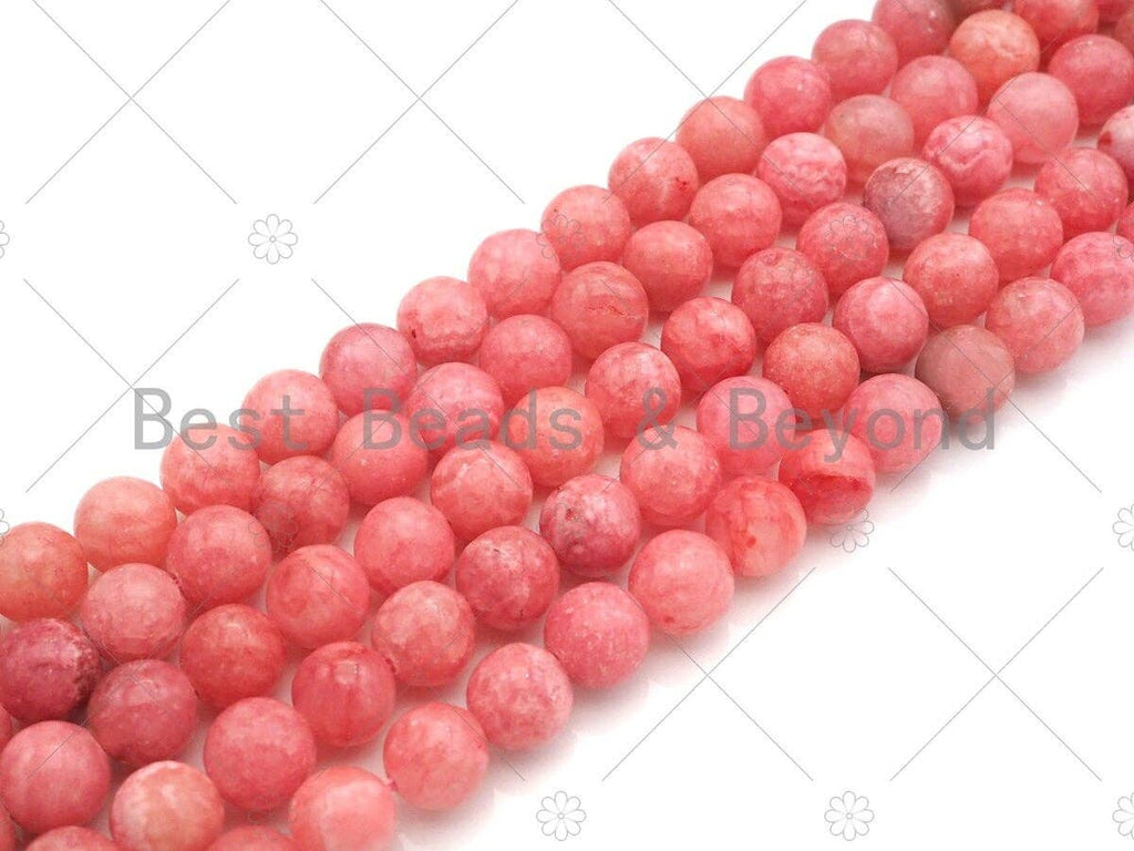 High Quality Rhodochrosite Jade, Round Smooth 10mm/12mm, Red Beads, 15.5" Full Strand, Sku#U981