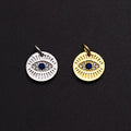 CZ Micro Pave Round Evil Eye on Disc Pendant/Charm, Z463