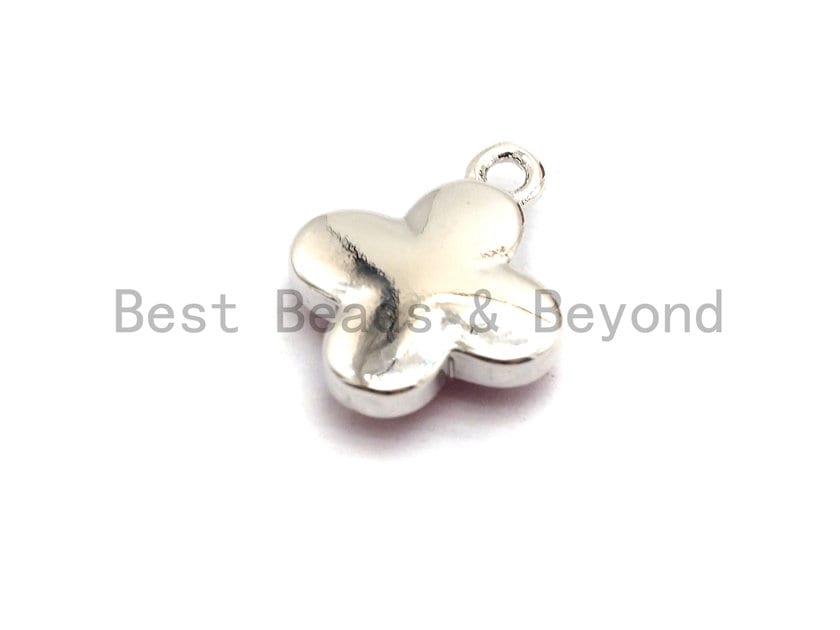 100% Natural Hot Pink Shell Clover Flower Pendant/Charm, Fuchsia pink Shell Pendant, Shell Charm Gold/ Silver, 10x13mm,SKU#Z335