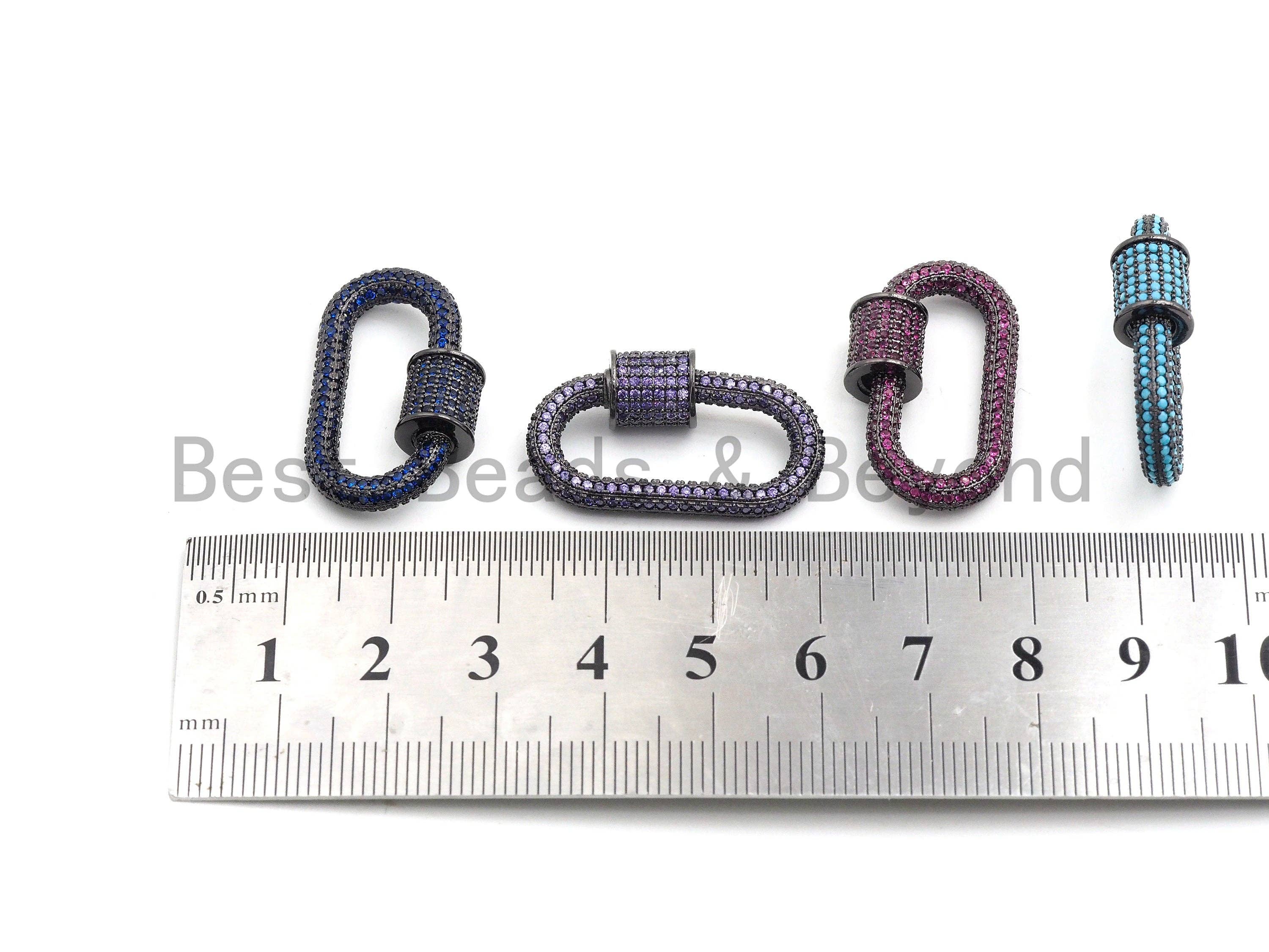 Fully CZ Micro Pave Oval Screw Clasp, Pave Clasp, Green/Fuchsia/Cobalt/Turquoise/Purple/Orange Color Carabinar Clasp,14x29mm,sku#H150