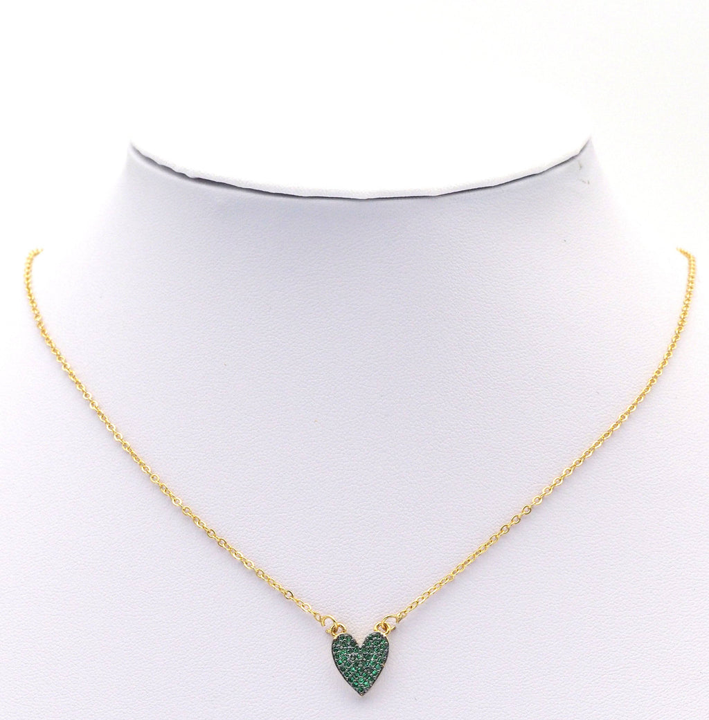 Colorful CZ Gold Heart Charm, Sku#LK772