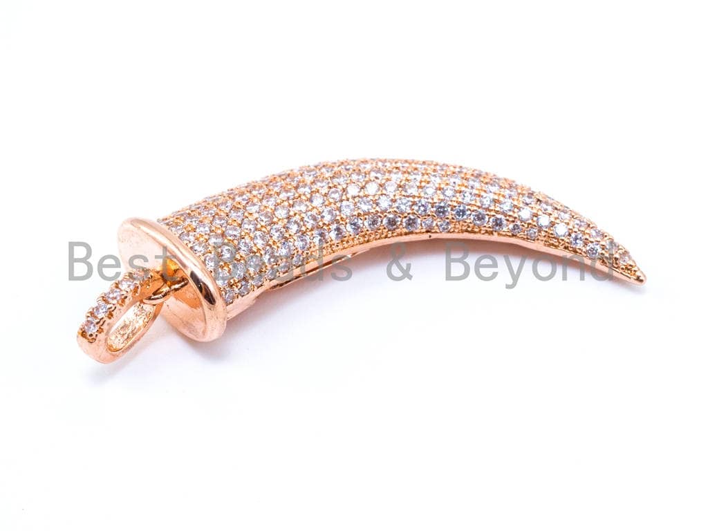 CZ White Micro Pave Horn Pendant with Diamond Bail,12x31mm, sku#B34