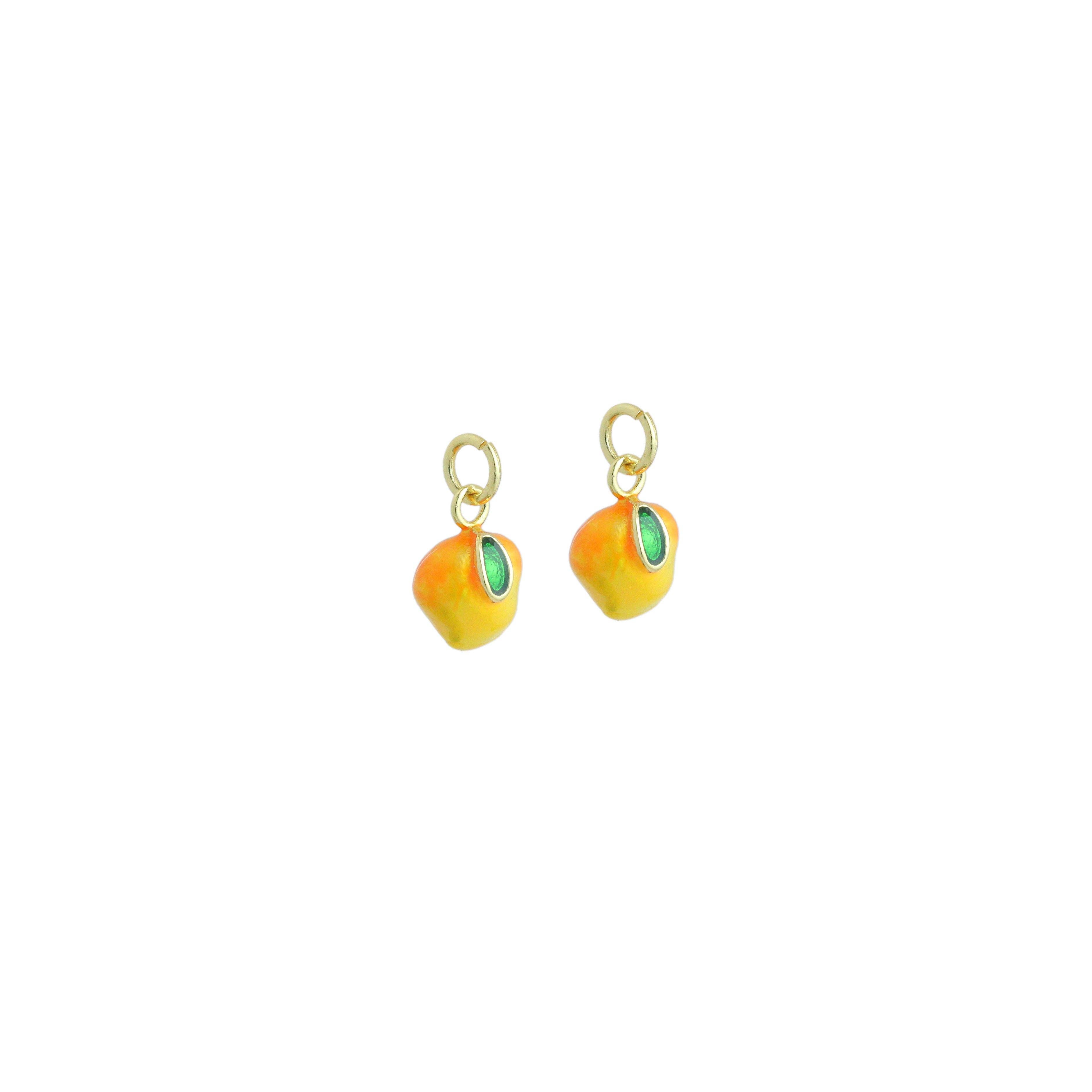 Yellow Orange Enamel Mango Gold Charm Pendant,Sku#LX848