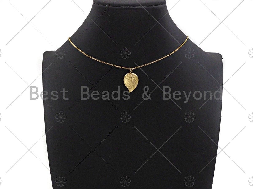 Brushed Gold Leaf Shape Charm/Pendant,  Thin Leaf Shape Charm, Gold Pendant, Gold plated charm, 15x23mm, Sku#Y326