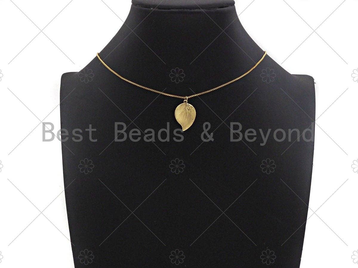Brushed Gold Leaf Shape Charm/Pendant,  Thin Leaf Shape Charm, Gold Pendant, Gold plated charm, 15x23mm, Sku#Y326