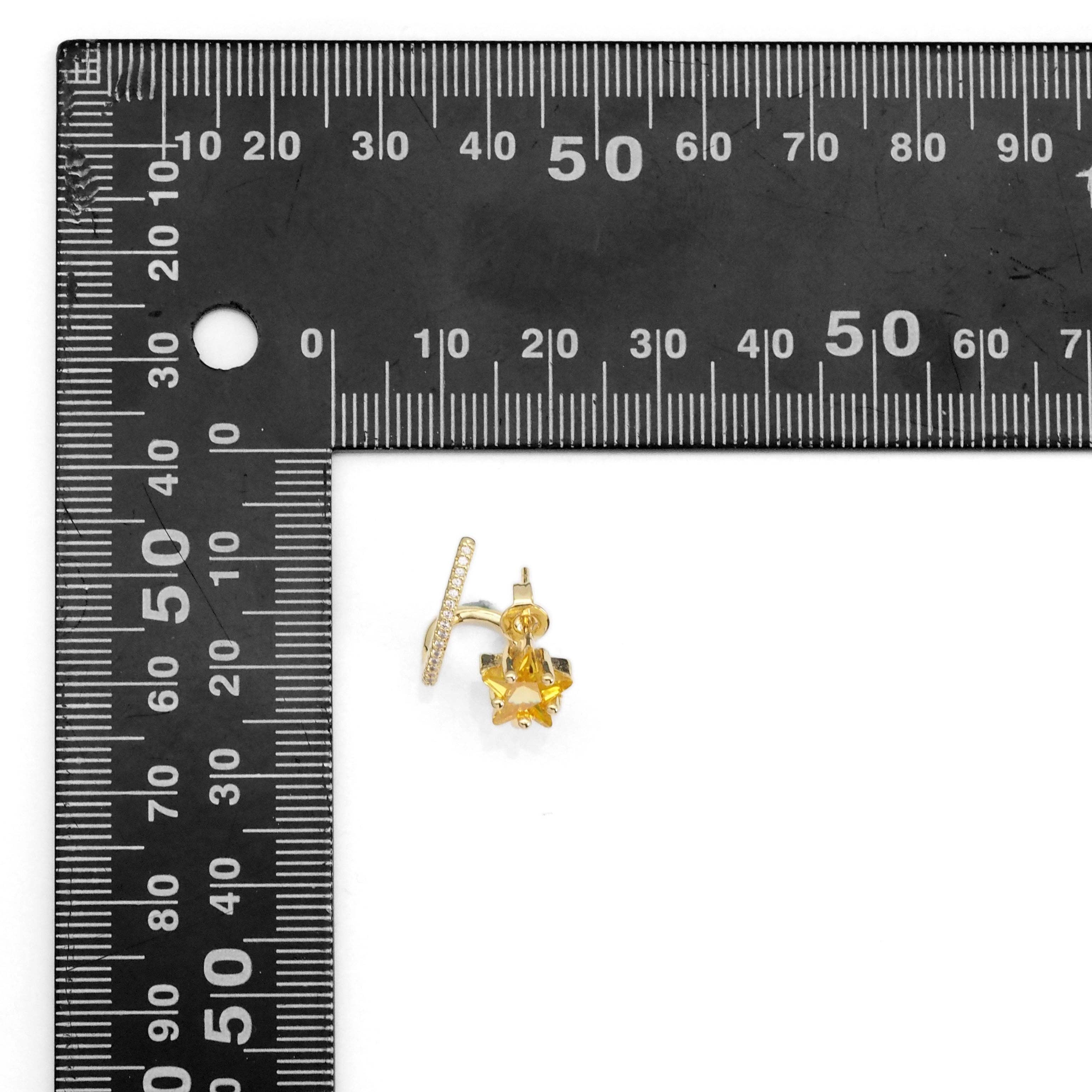 Gold Silver Citrine Star Ear Wrap Ear Climber Earrings, Sku#Y857