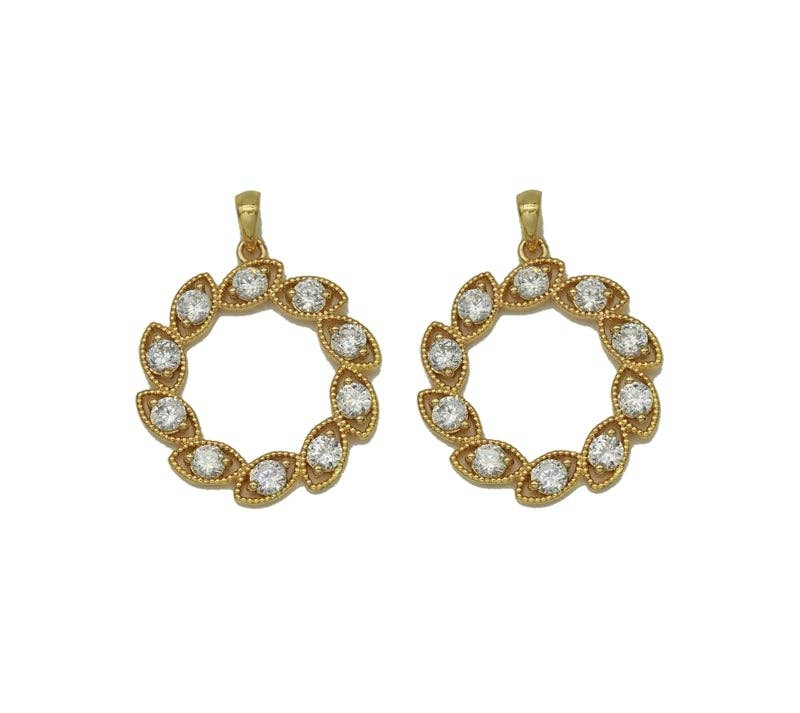Gold Flower Frame Charm, 21mm, Sku#ZX86