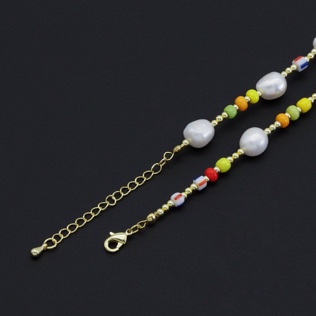 Freshwater Pearl with colorful Spacer Beads Necklace Bracelet, sku#EF512