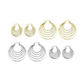 Gold Silver Mult Oval Line Hoop Earrings, Sku#LD603