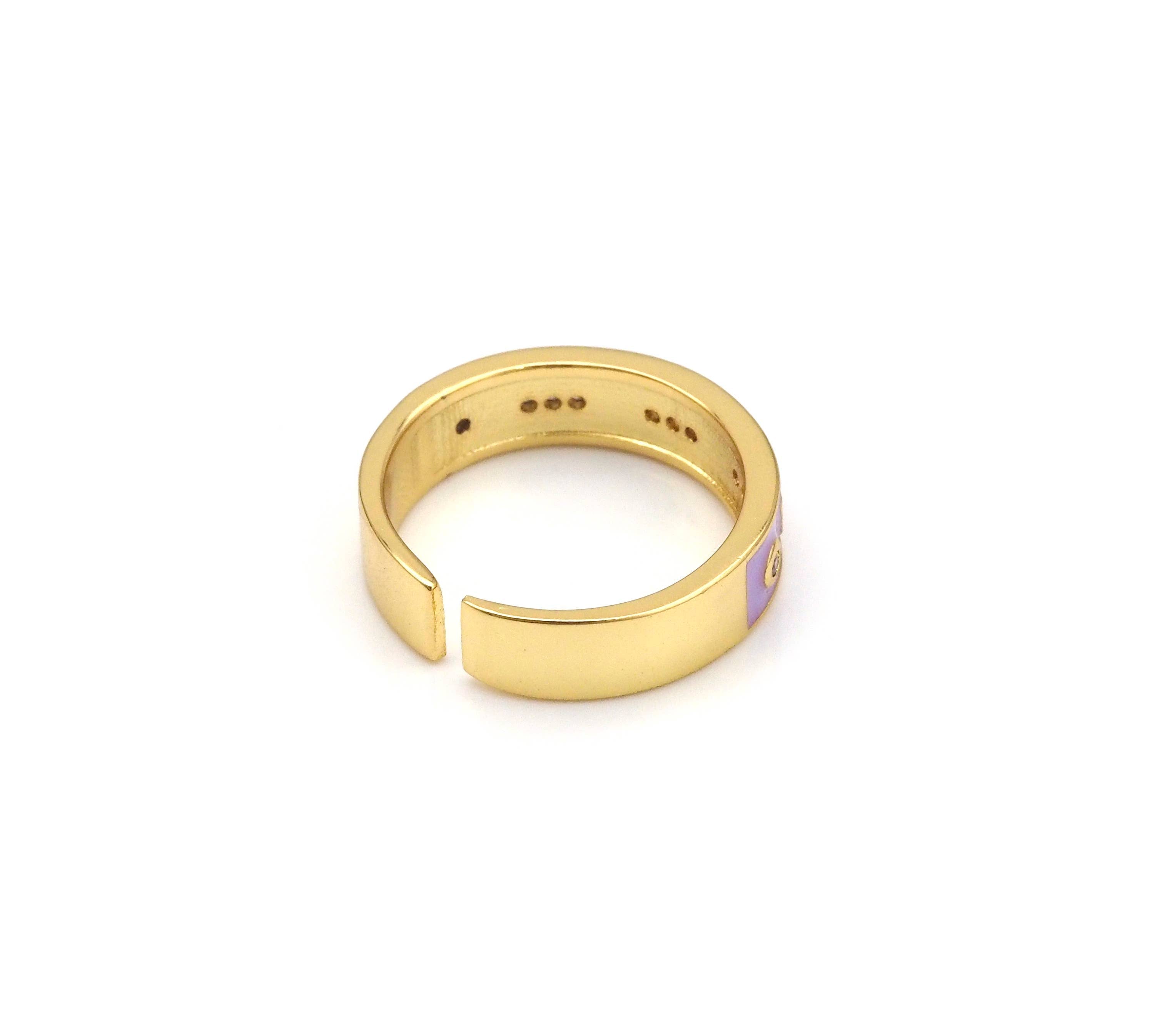Colorful Enamel CZ Line Medium Band/Stacked Ring