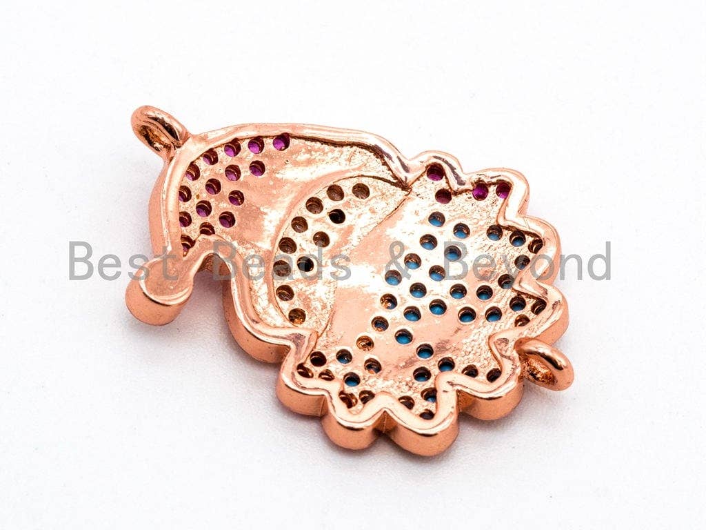 CZ Micro Pave Santa Claus Christmas Connector Charm, Cubic Zirconia Santa Christmas Charms Findings, 16x24mm, sku#E362