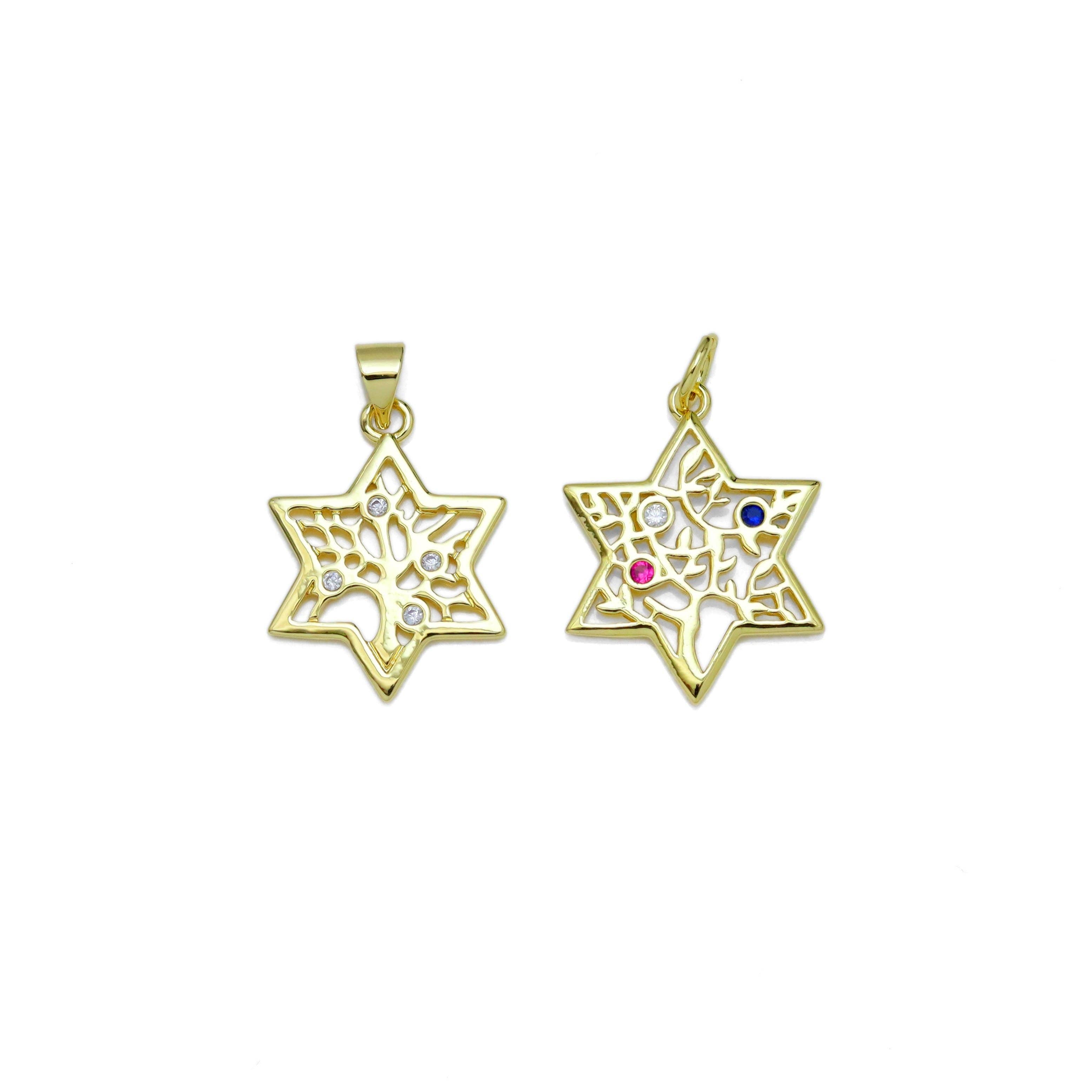 Colorful CZ Jewish Star of David Pendant, Sku#LX600