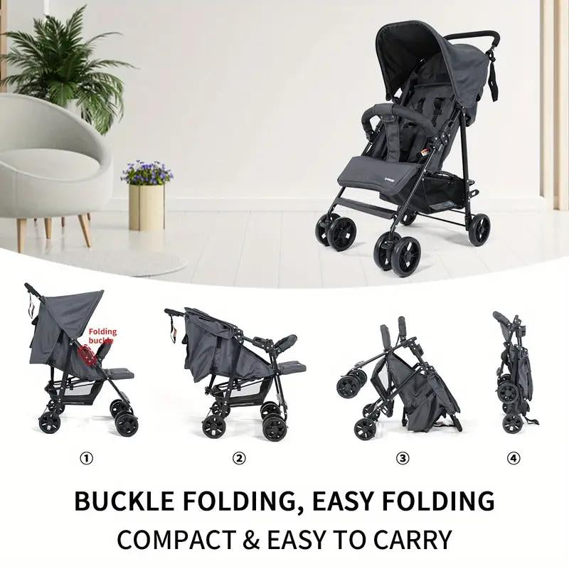 Lightweight Multi-Purpose Stroller - Modular Blackstroller, Stroller Toys,Modular Black Stroller, Babys Trollerwagon, Single Stroller,Multi-Position Recline, Summerventilation, Daily Use Everyday Stroller