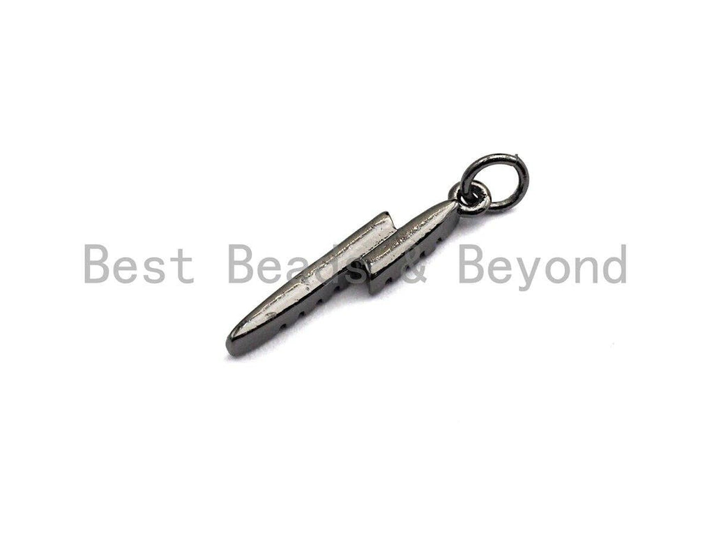 Colorful CZ Micro Pave Lightning Shaped Pendant/Charm, Cubic Zirconia Pendant Charm,3x17mm,sku#Z554