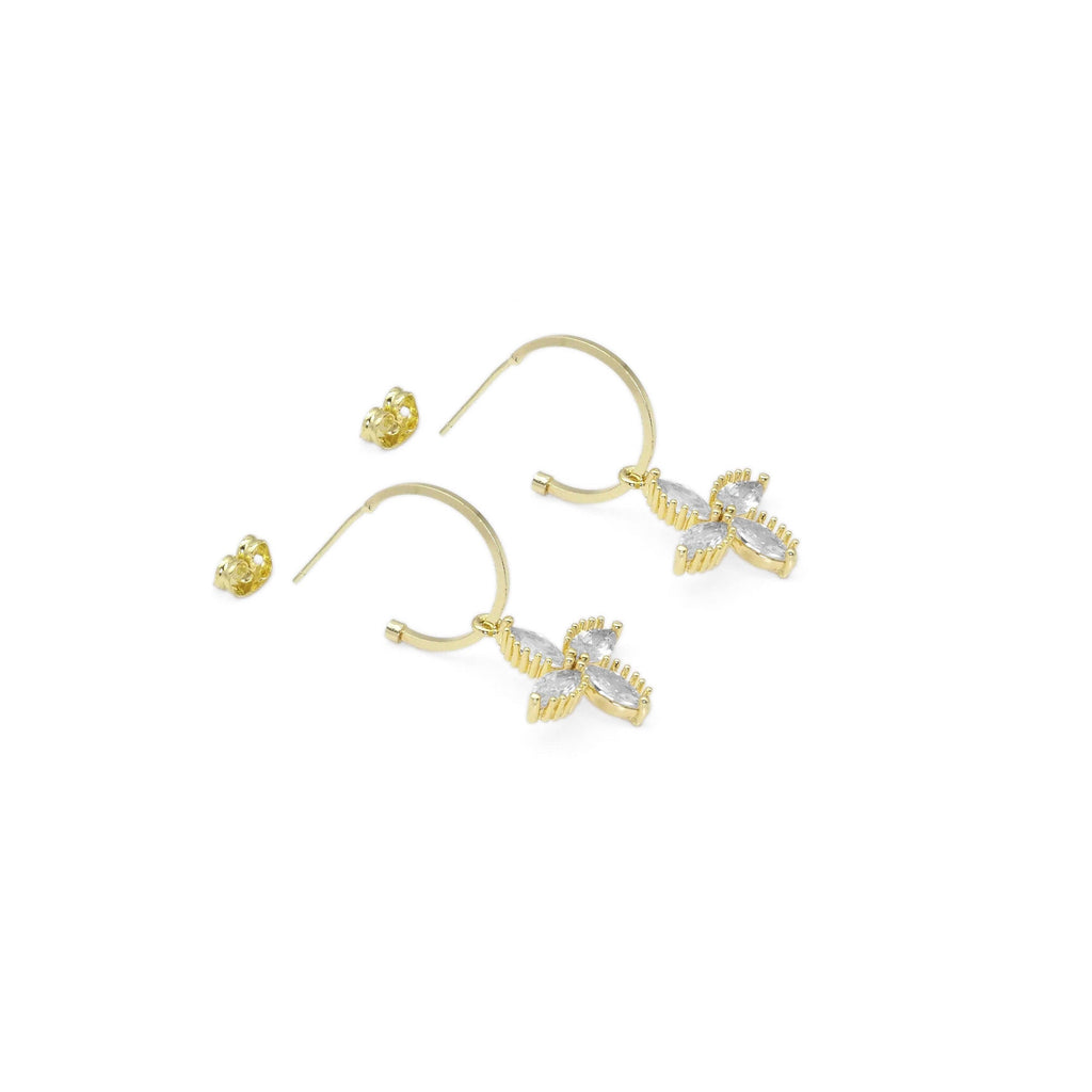 Crystal Flower Hoop Earrings, Sku#EF464