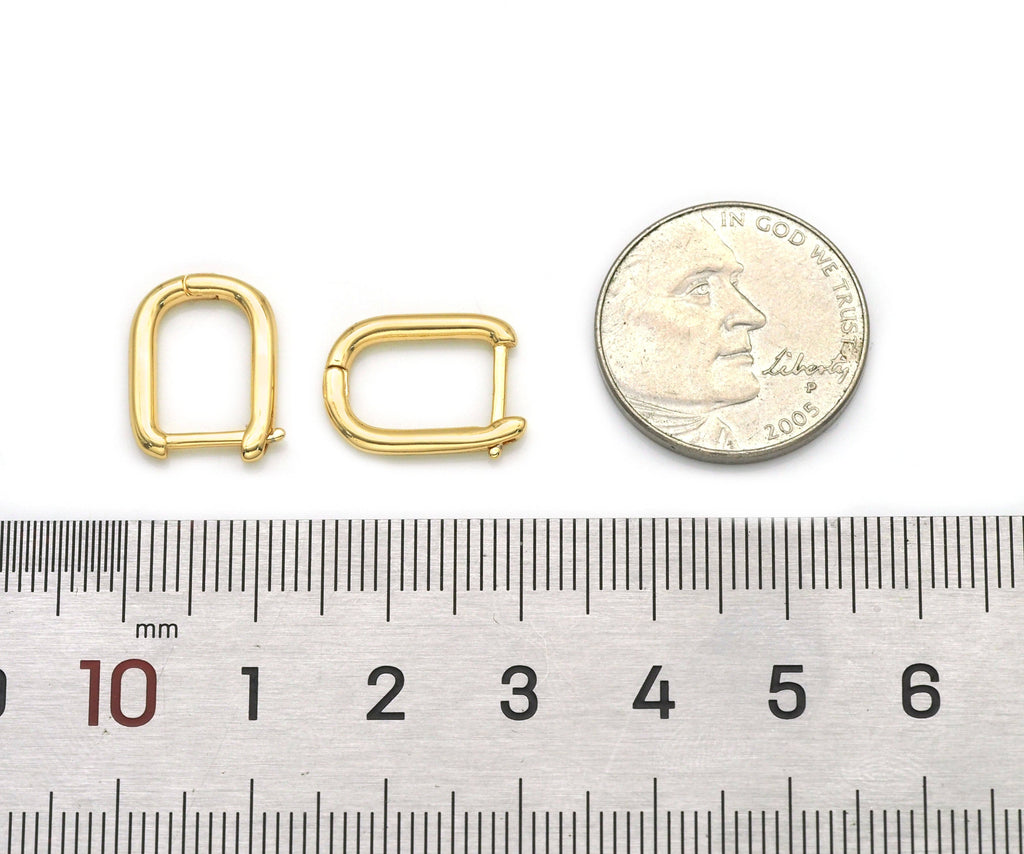 Gold Rectangle Hoop Earring, Sku#LX184