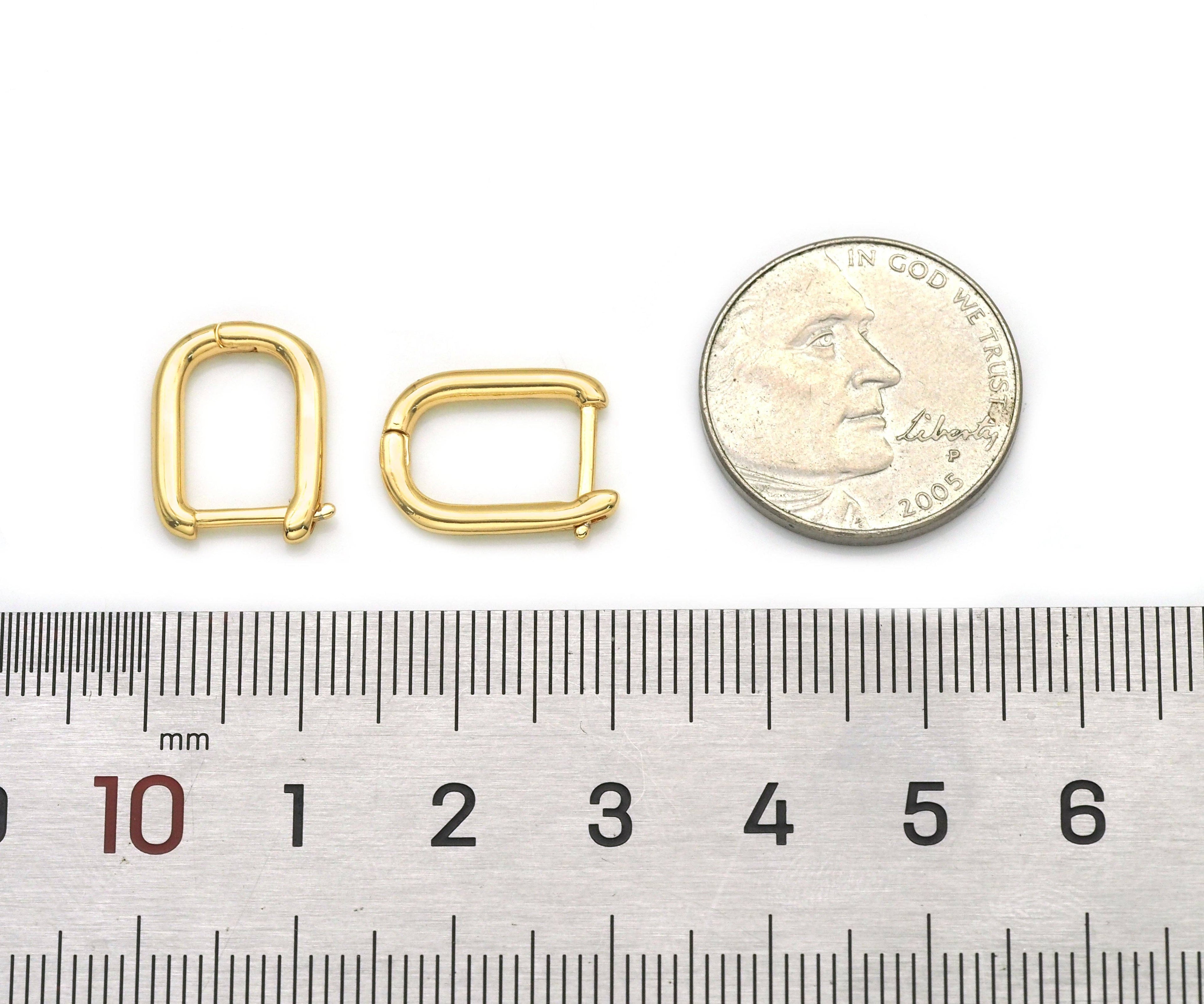 Gold Rectangle Hoop Earring, Sku#LX184