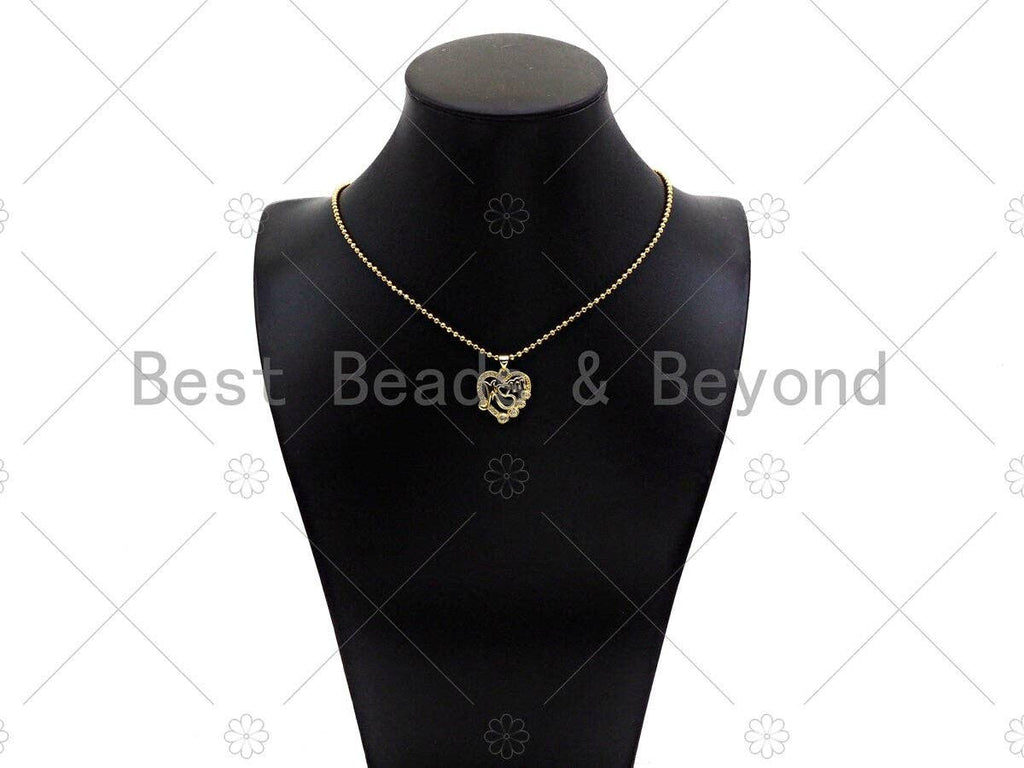 Gold Filled CZ Micro Pave Mom On Heart Shape Pendant, 18K Gold Filled Charm, Mother's Day Gift, Necklace Bracelet Pendant,19x20mm,Sku#LD118