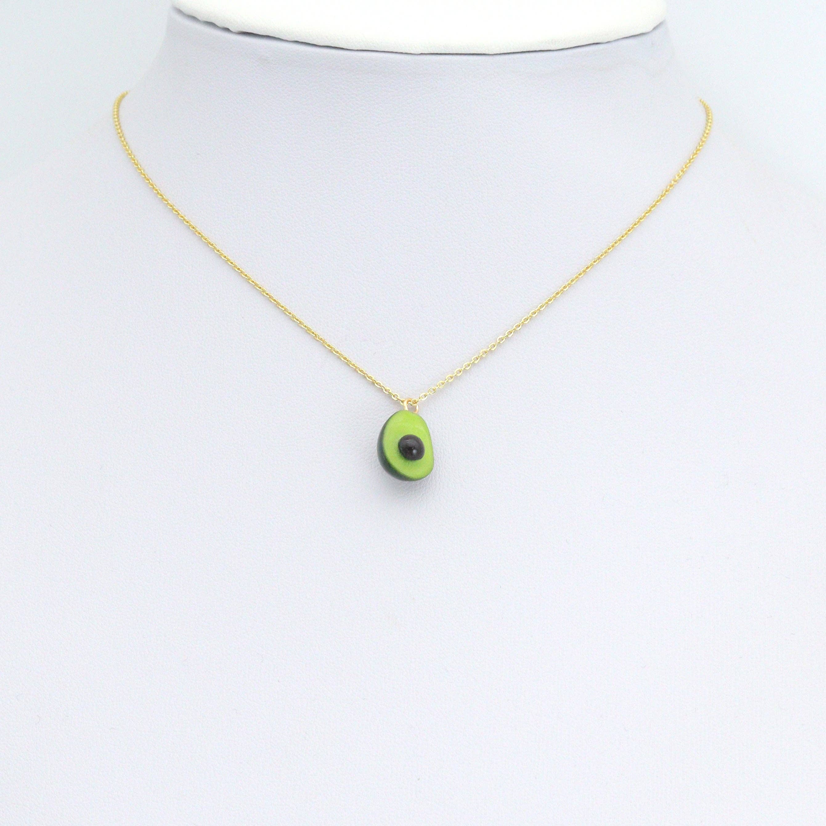 Enamel Gold Half Avocado Charm Pendant,Sku#LK1248