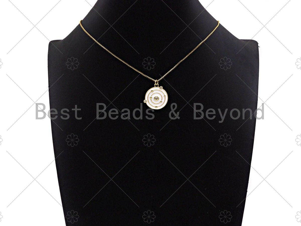 Colorful Enamel Pave Target On Round Coin Pendant, Gold Enamel Target Pendant, Pave Enamel Jewelry Findings,22x22mm,Sku#L444