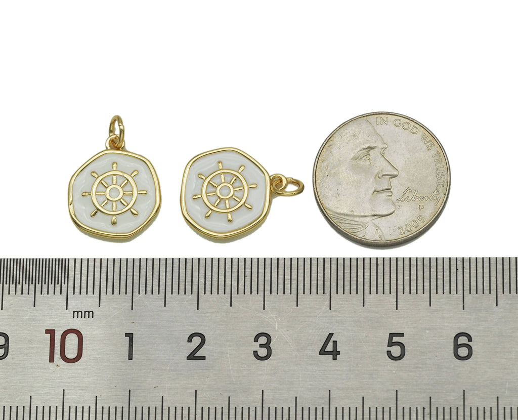 Enamel Sailing Wheel Charm, Sku#Y607