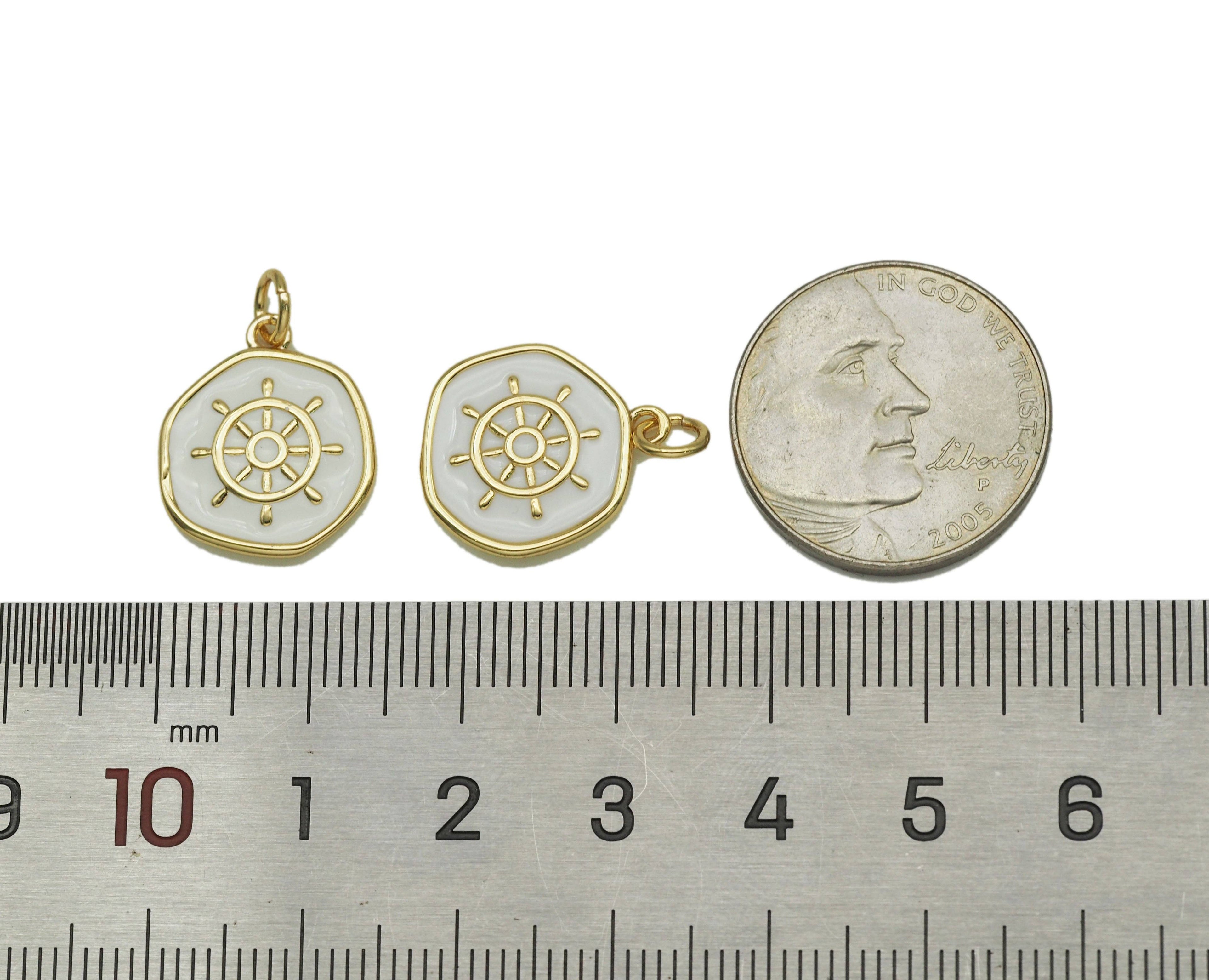 Enamel Sailing Wheel Charm, Sku#Y607