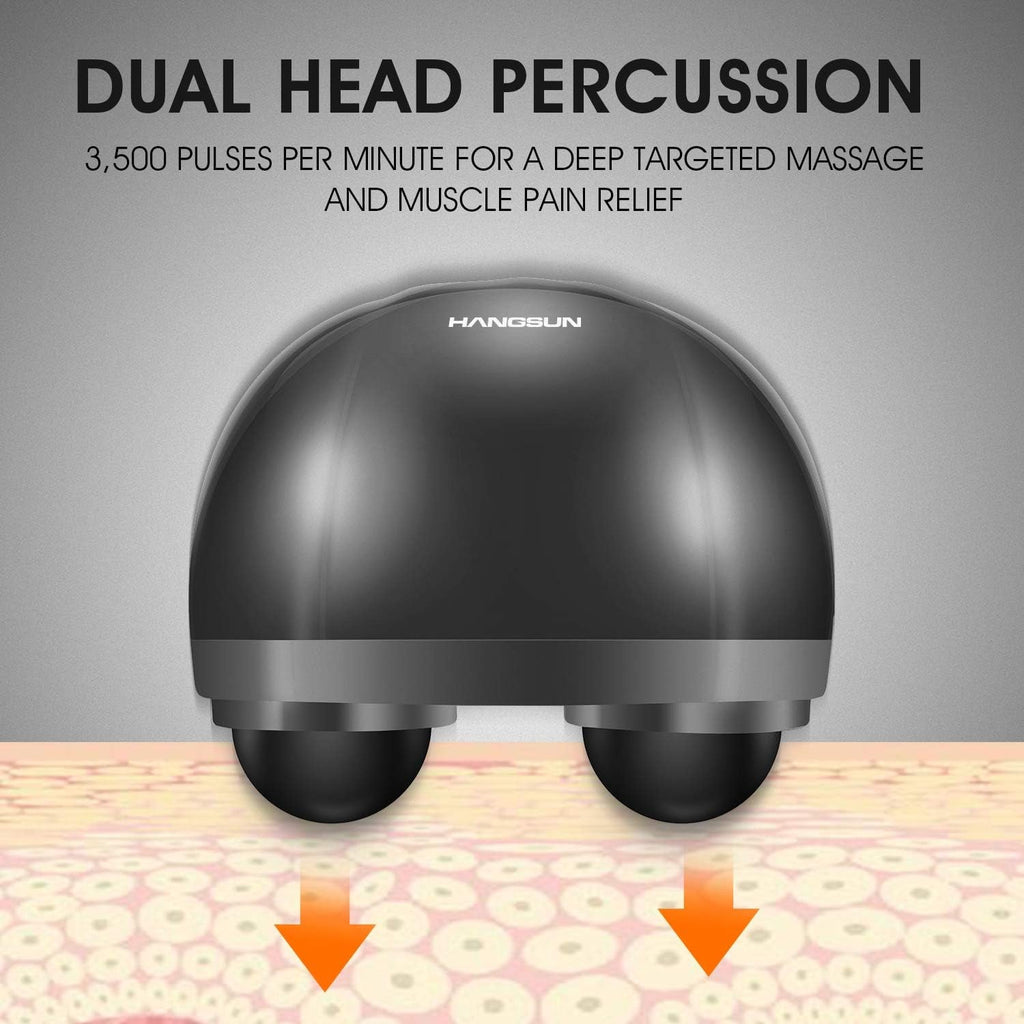 HANGSUN Handheld Neck Back Massager for Pain Relief Deep Tissue, Electric Double Head Percussion Massage MG460 for Shoulder, Leg, Foot, Muscles, Full Body, Corded, 2.3 Lb