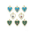 Gemstone Pearl Spike Heart with Rectangle Center Stone Charm, Sku#LX300