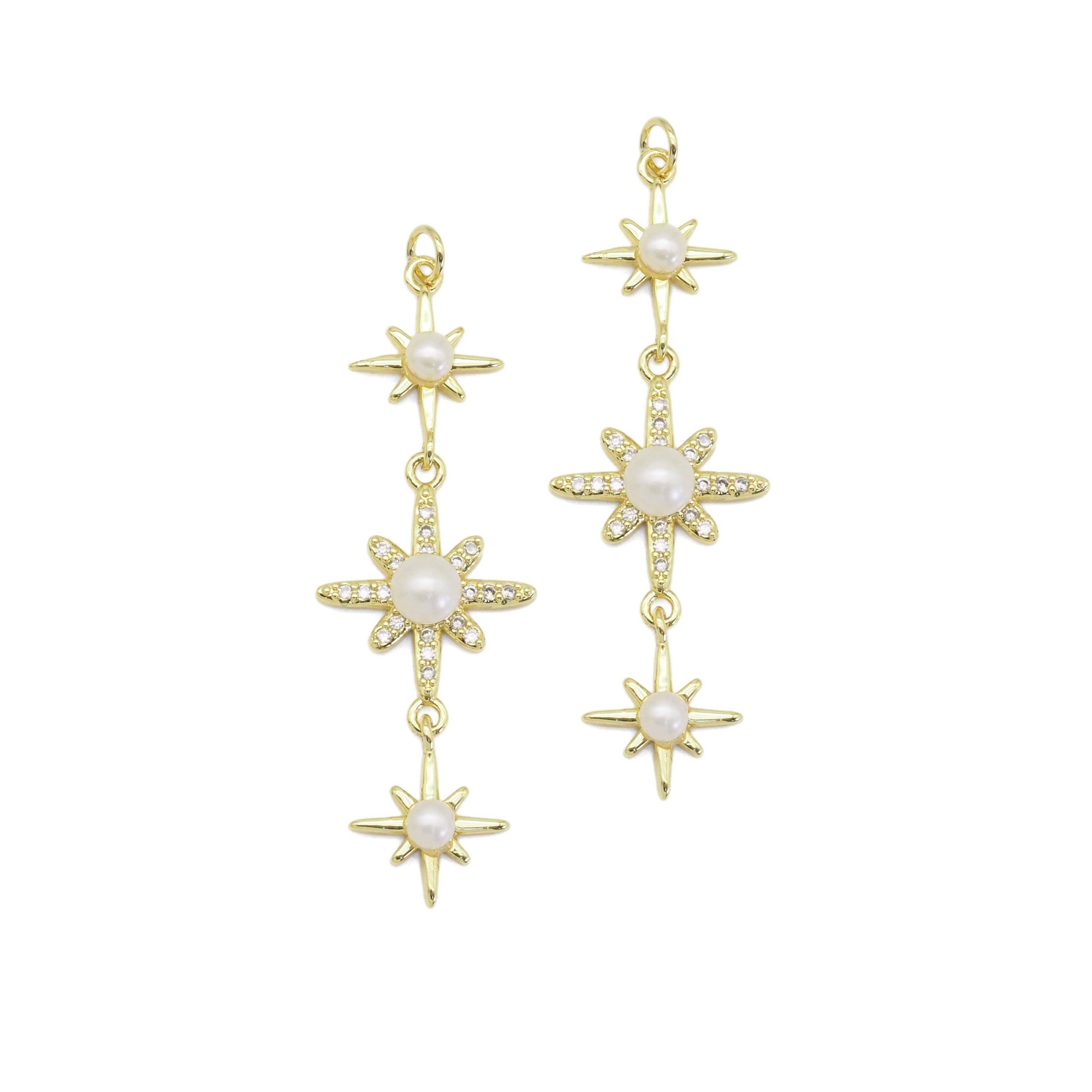 Clear CZ Pearl North Star Charm, Sku#LD512