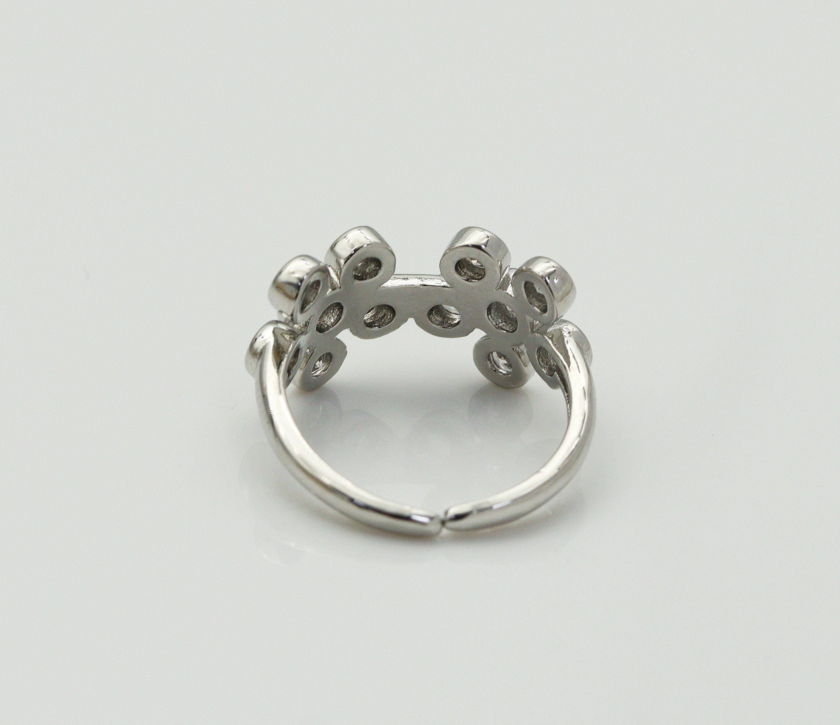 CZ Flower Adjustable Ring, Sku#B184