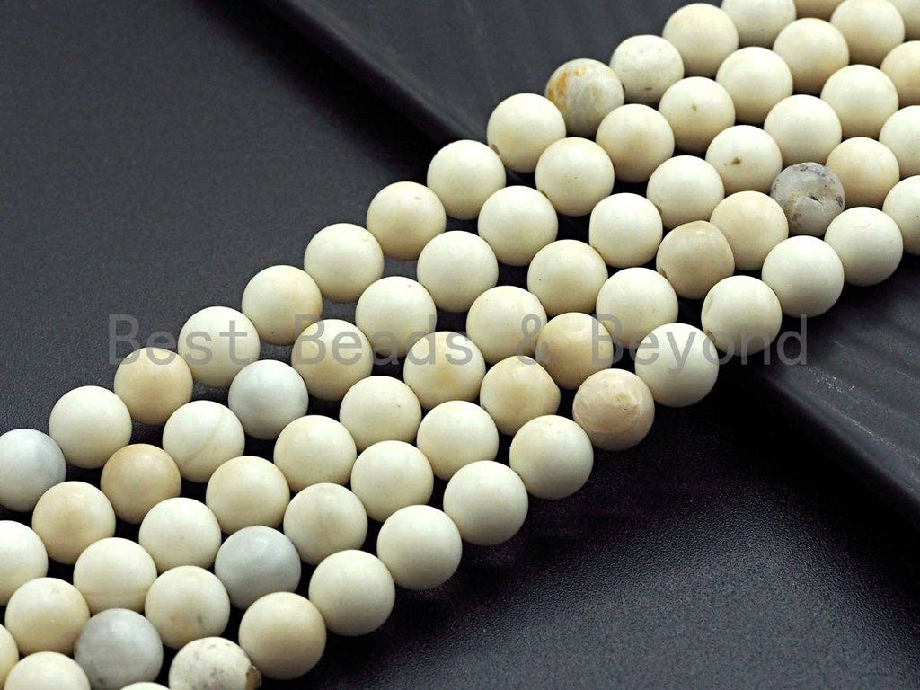 Quality Natural Matte Ivory Jade, 8mm/10mm, 15.5" Full Strand, sku#U651