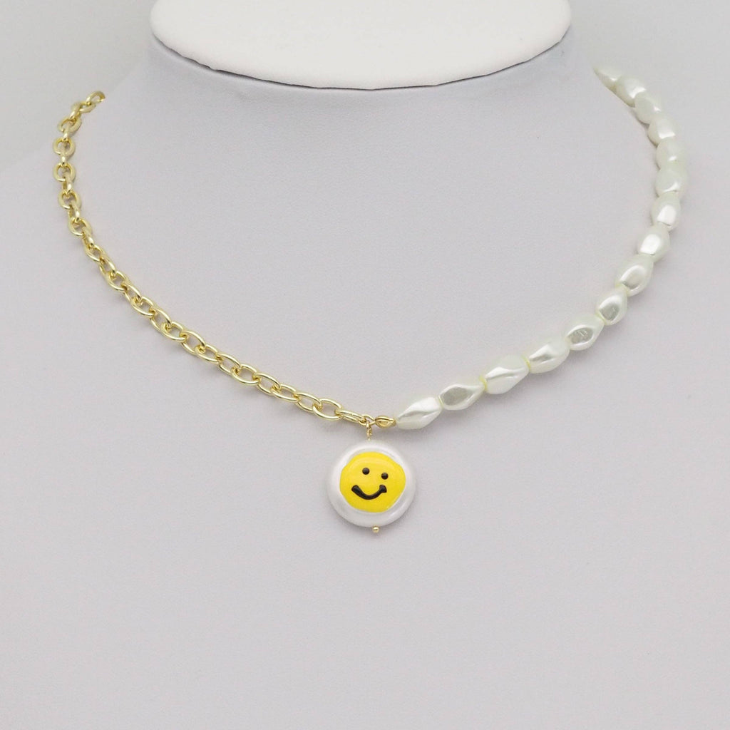 Smiley Face on Pearl Beads Charm Pendant, sku#Y880