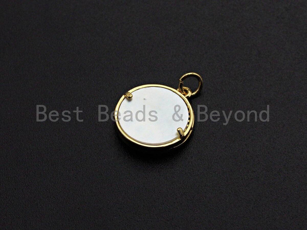 Clear CZ Micro Pave Evil Eye on Mother-of-pearl Pendant Charm, Cubic Zirconia Charm, Eye Charm, 6x18mm,sku#Z846