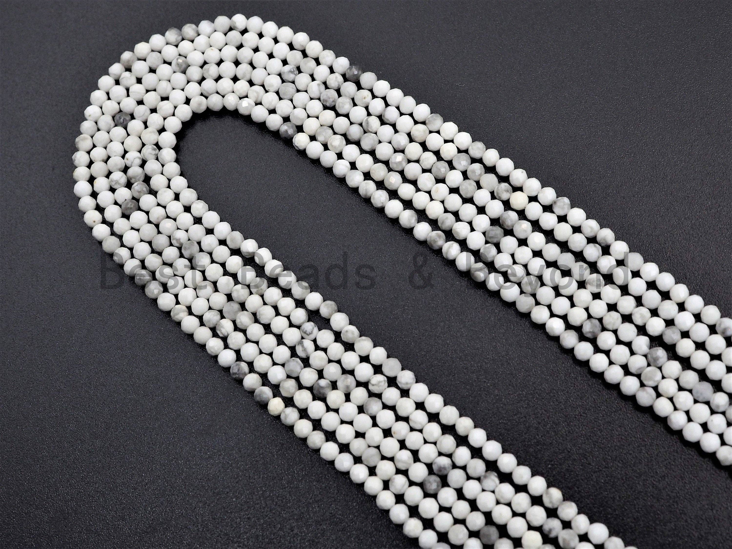 2mm/3mm Natural Faceted Round Howlite beads, Natural White G