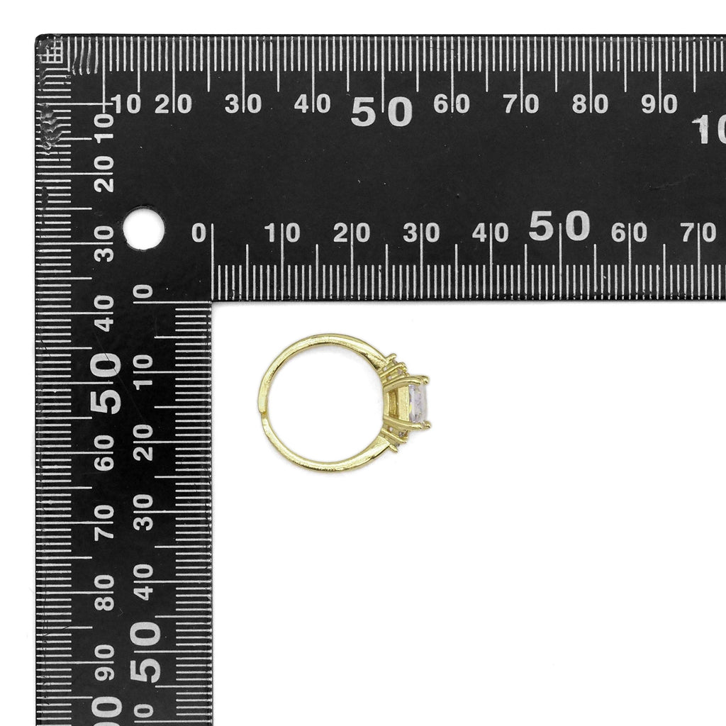 Gold Clear Rectangle CZ Adjustable Ring, Sku#A117