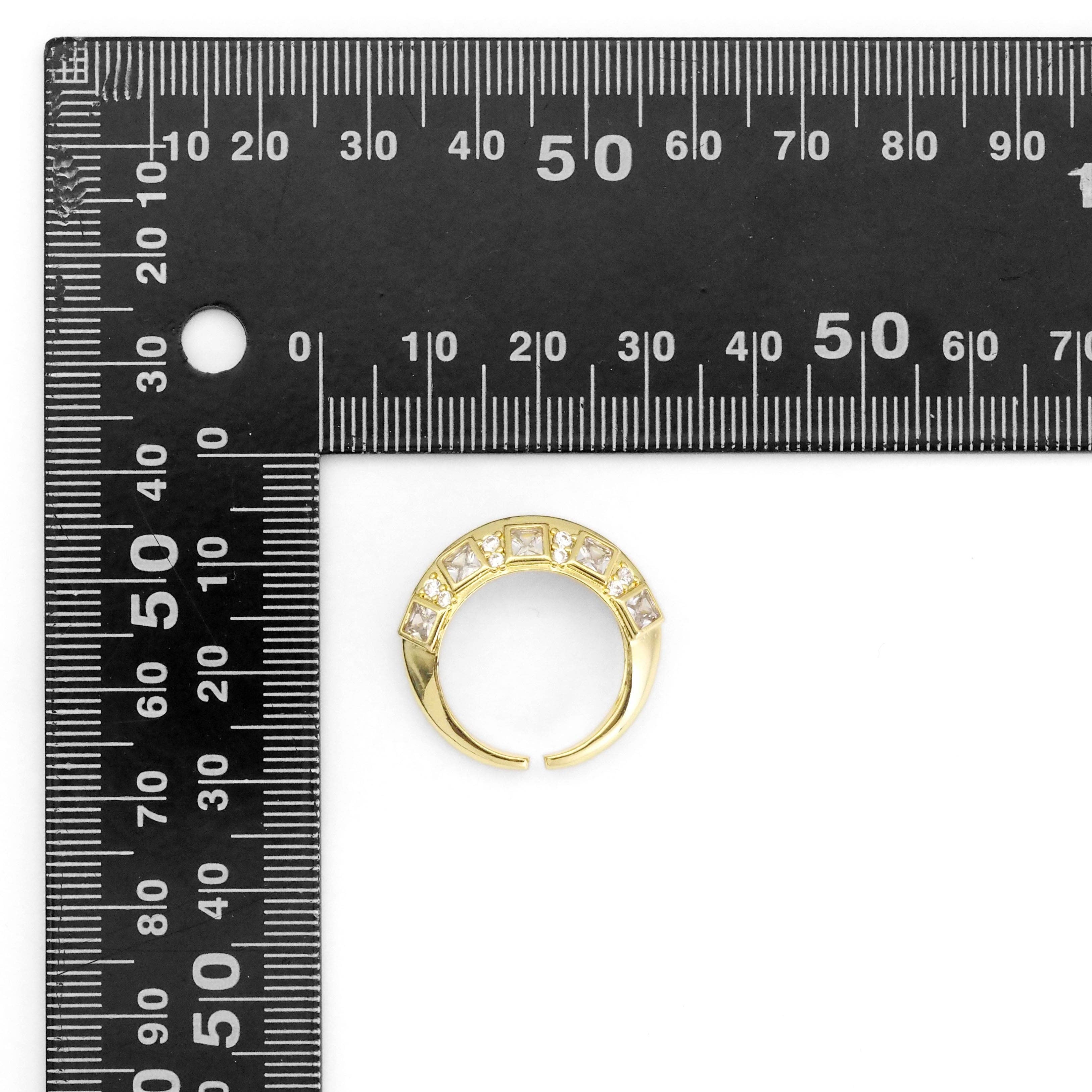 Gold Silver Clear CZ Dome Adjustable Ring, Sku#B369