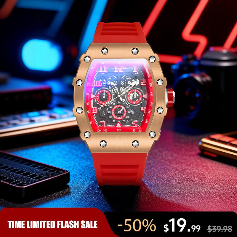Men'S Colorful Punk Style Quartz Watch, Multi.Functional Waterproof Dual Display Wristwatch, Trendyfashion Sport Watch, Birthday Gift with Gift Boxfashionable Wristwatch Multifunctional Men Luminous Hand
