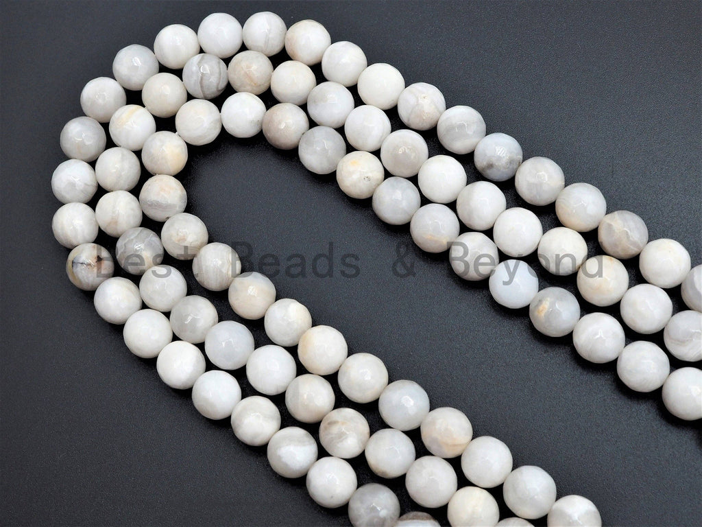 Quality Natural White Crazy Lace Agate beads, 8mm/10mm/12mm Faceted Round Gemstone beads, White Lace Agate Beads, 15.5inch strand, SKU#U379