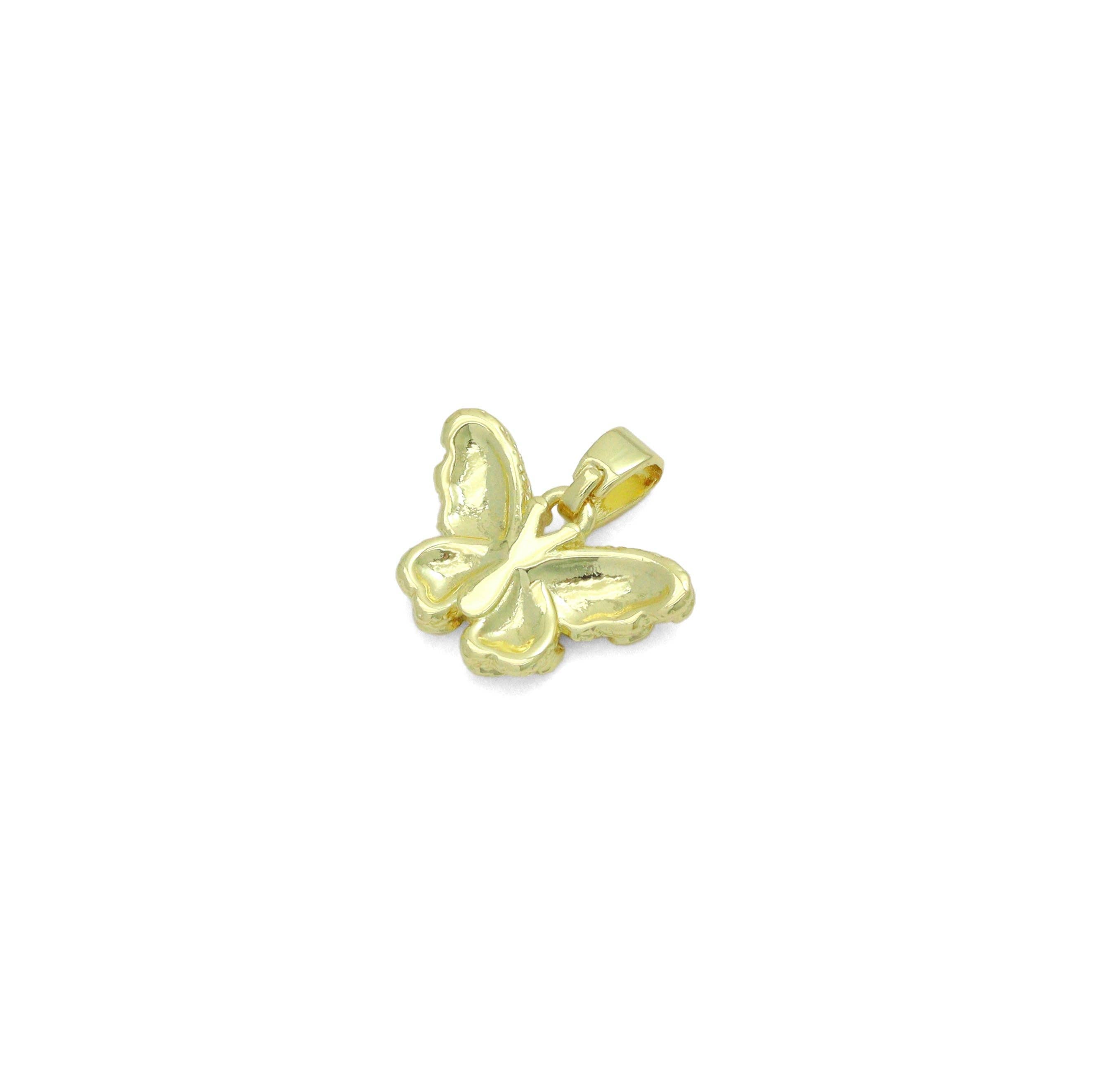 Gold Nugget Texture Butterfly Charm Pendant,Sku#LX856
