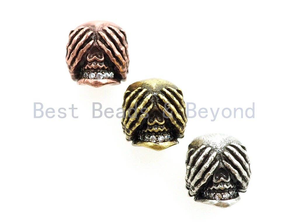Antique Style Skull Bead, Paracord Survival Bracelet Beads,Keychain Lanyard Making Beads,Men's Jewelry Findings,9x9x10mm,sku#Y113