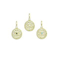 Hammered CZ Pave Evil Eye Coin Charm Pendant, Sku#LX575