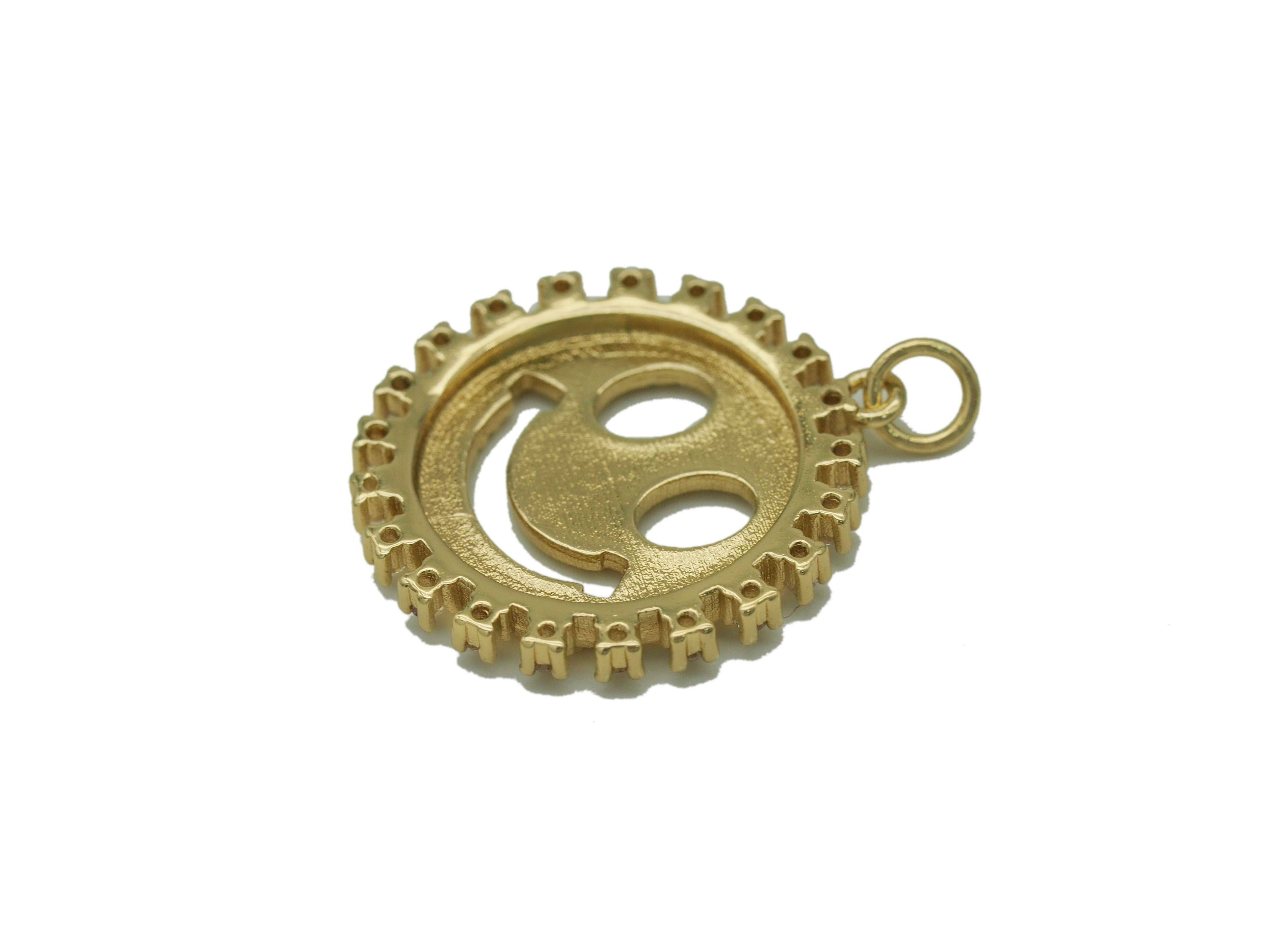 CZ Smiley Face with CZ around Charm, Sku#L674