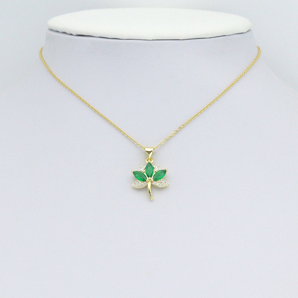 CZ Green Clear Purple Flower Maple Leaf Charm Pendant,Sku#LK1229